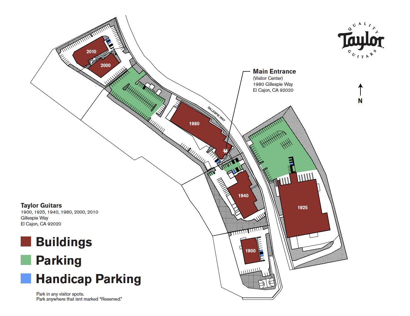 Taylor Guitars Tours - Parking map