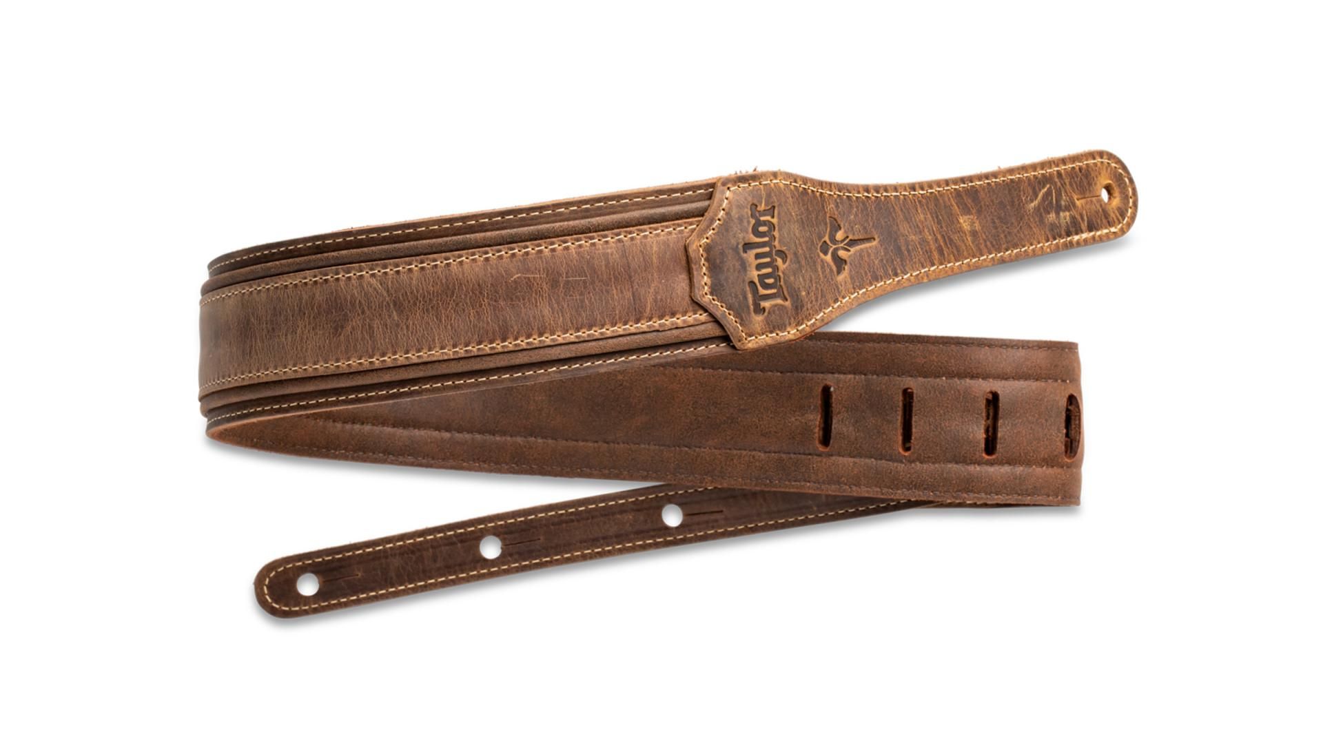 Taylor Wings Guitar Strap, Dark Brown Leather