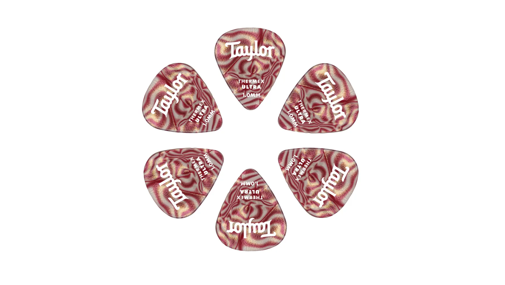 Picks - Taylor Premium 351 Thermex Ultra Guitar Picks, Ruby Swirl