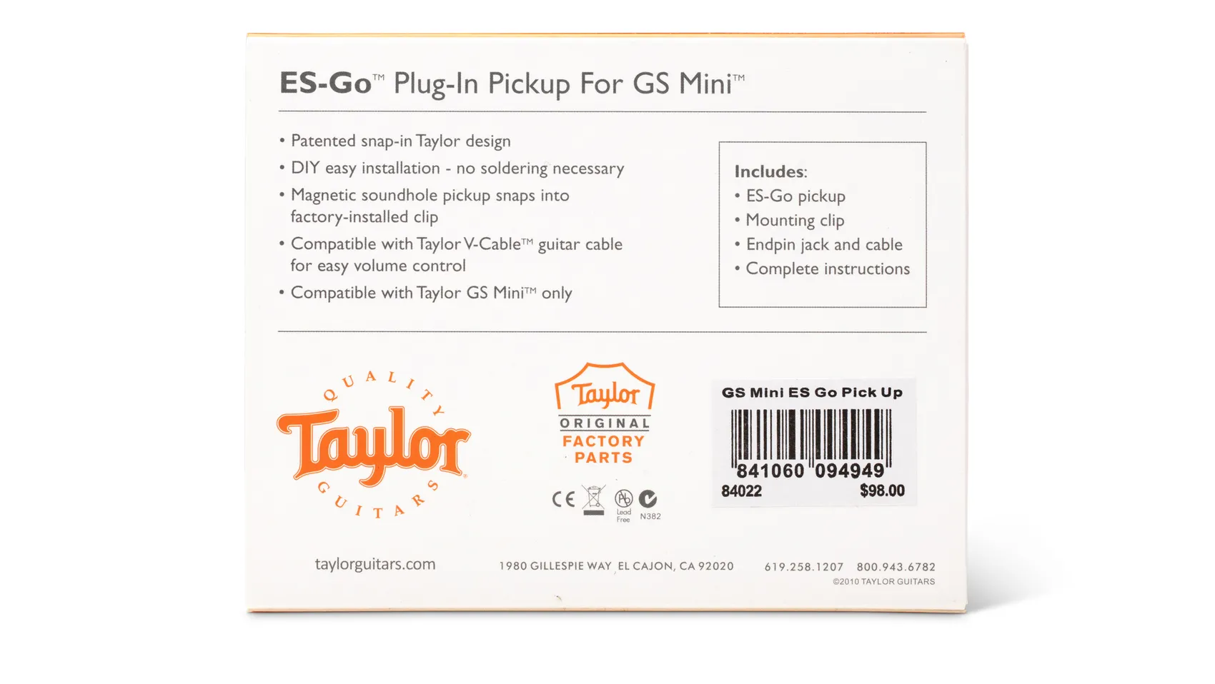 Acoustic Pickups - ES Go, Pickup for GS Mini | Taylor Guitars