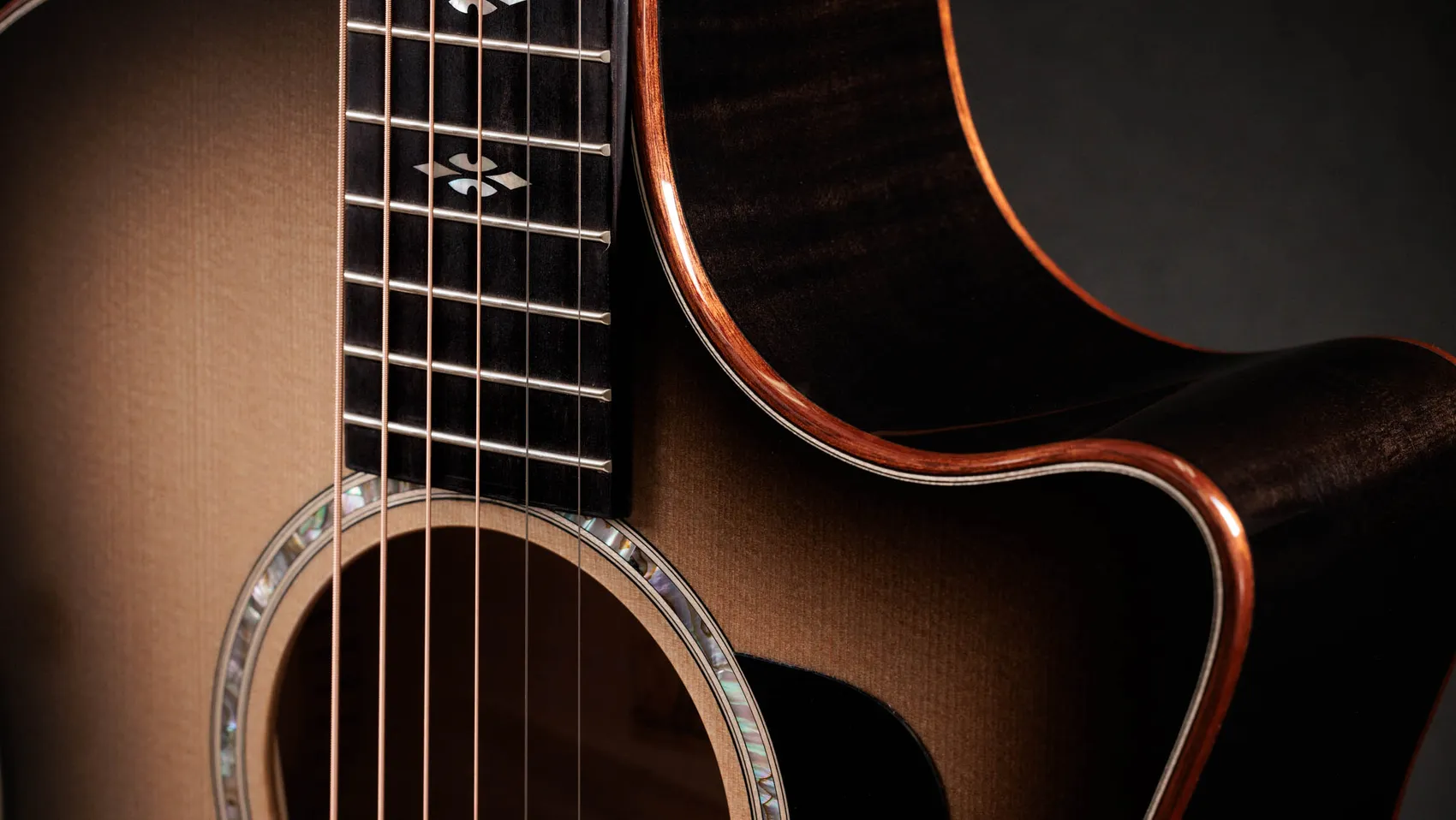 614ce Charcoal Edgeburst Special Edition Big Leaf Maple Acoustic