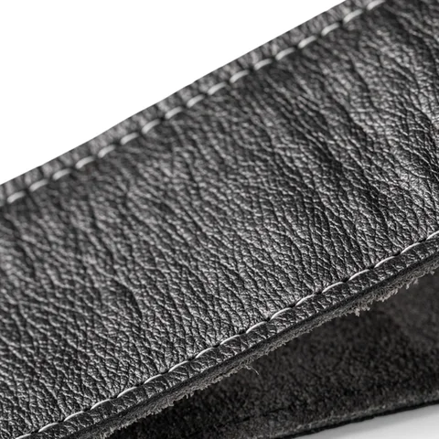 Taylor 2.5" Black Leather Guitar Strap - Black, Suede Back