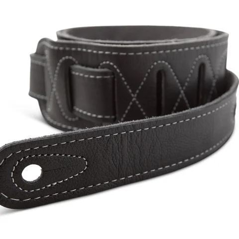 Taylor 2.5" Black Leather Guitar Strap - Black, Suede Back