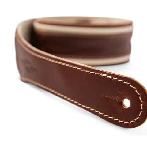 Taylor Element 2.5" Leather Guitar Strap - Brown/Cream