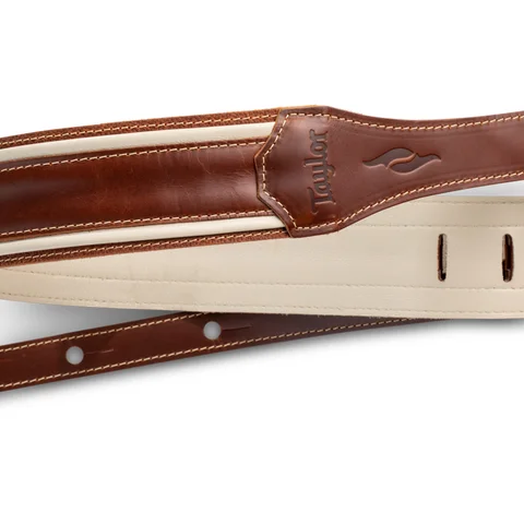 Taylor Element 2.5" Leather Guitar Strap - Brown/Cream
