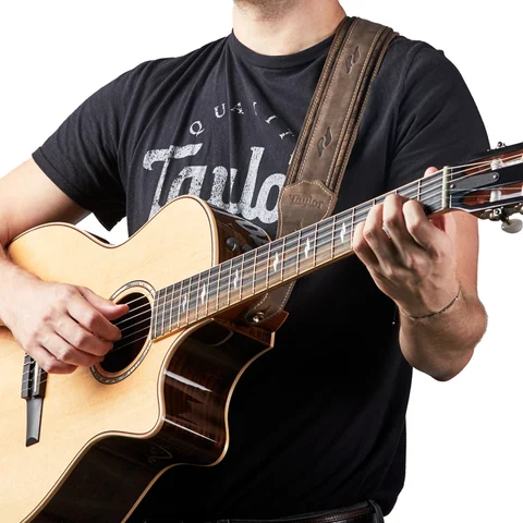 Taylor Element Distressed Leather Guitar Strap - Dark Brown