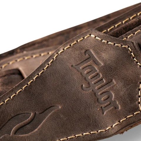 Taylor Element Distressed Leather Guitar Strap - Dark Brown