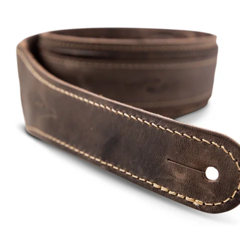 Taylor Element Distressed Leather Guitar Strap - Dark Brown