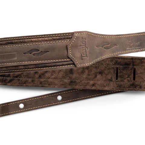 Taylor Element Distressed Leather Guitar Strap - Dark Brown