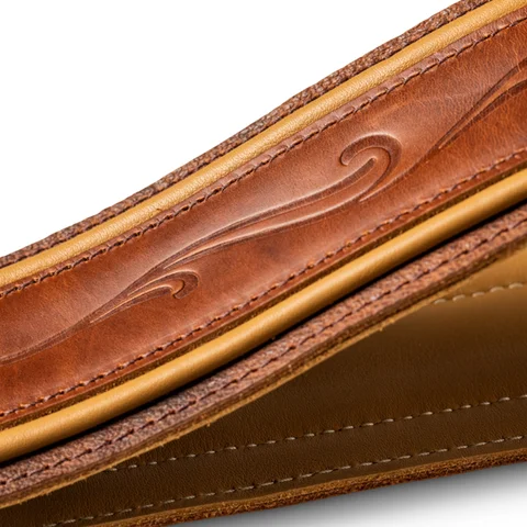 Taylor Spring Vine 2.5" Leather Guitar Strap - Medium Brown