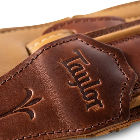 Taylor Spring Vine 2.5" Leather Guitar Strap - Medium Brown