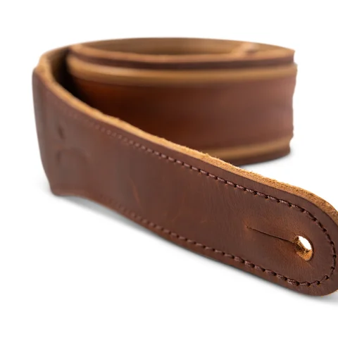 Taylor Spring Vine 2.5" Leather Guitar Strap - Medium Brown