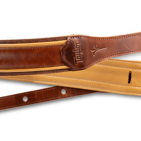 Taylor Spring Vine 2.5" Leather Guitar Strap - Medium Brown
