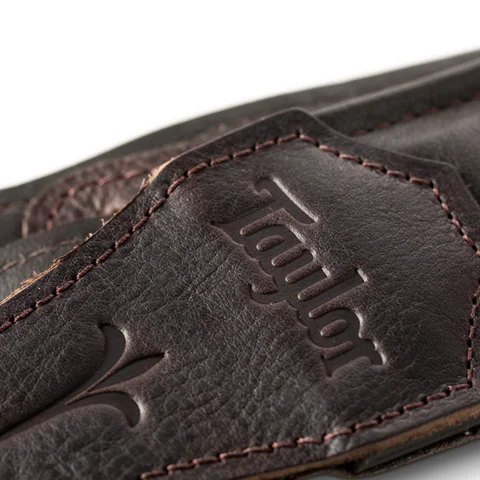 Taylor Spring Vine 2.5" Embroidered Leather Guitar Strap - Chocolate Brown