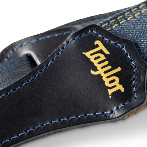 Taylor Blue Denim 2" Guitar Strap - Gold Logo