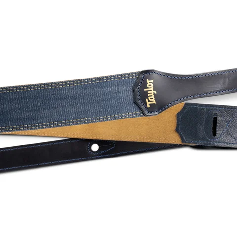 Taylor Blue Denim 2" Guitar Strap - Gold Logo