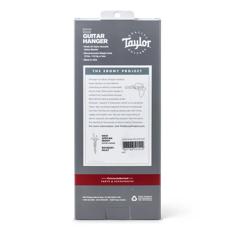 Taylor Bouquet Guitar Hanger - Ebony, Wood Inlay