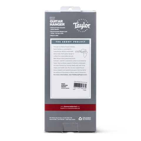 Taylor Guitar Wall Hanger - Ebony, No Inlay