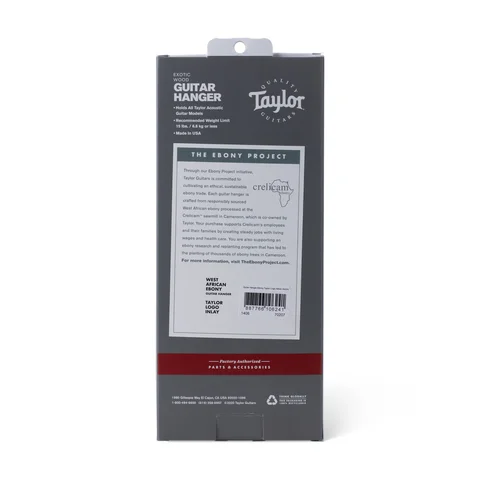 Taylor Guitar Wall Hanger - Ebony, Acrylic Logo Inlay