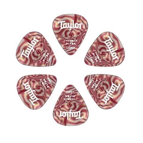 Taylor Premium 351 Thermex Ultra Guitar Picks, Ruby Swirl, 6-Pack