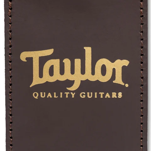 Taylor Leather Luggage Tag, Chocolate Brown, Gold Logo