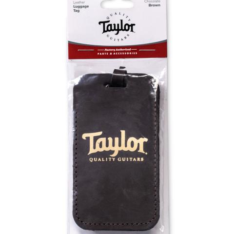Taylor Leather Luggage Tag, Chocolate Brown, Gold Logo
