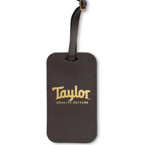 Taylor Leather Luggage Tag, Chocolate Brown, Gold Logo