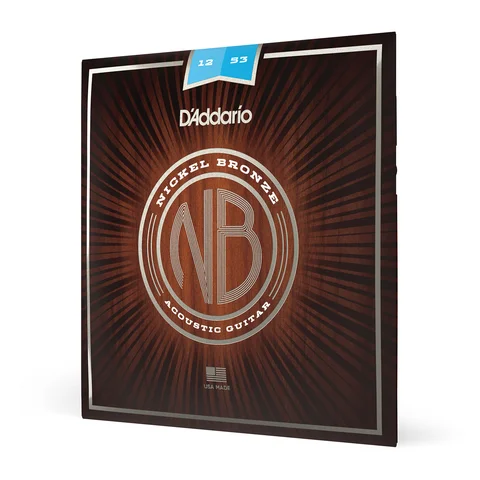 D'Addario NB1253 Nickel Bronze Acoustic Guitar Strings, Light, 12-53