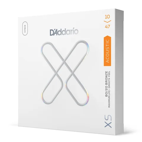 D'Addario 10-47 Extra Light, XS 80/20 Bronze Coated Acoustic Guitar Strings 3-Pack
