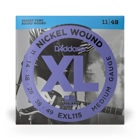 D'Addario EXL115 Nickel Wound Electric Guitar Strings, Medium/Blues-Jazz Rock, 11-49