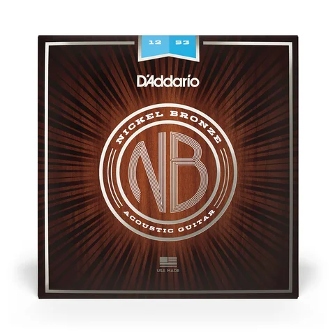 D'Addario NB1253 Nickel Bronze Acoustic Guitar Strings, Light, 12-53