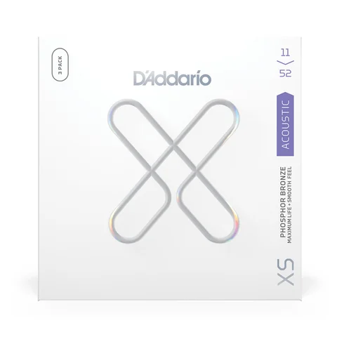 D'Addario 11-52 Custom Light, XS Phosphor Bronze Coated Acoustic Guitar Strings 3-Pack