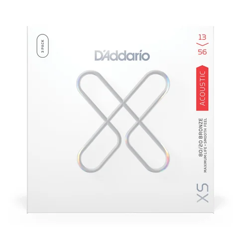 D'Addario 13-56 Medium, XS 80/20 Bronze Coated Acoustic Guitar Strings 3-Pack