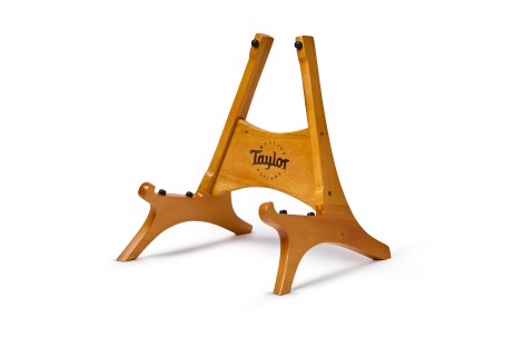 natural finish wood guitar stand